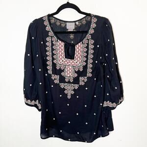 SZ M Anthropologie Vanessa Virginia Boho Peasant Top